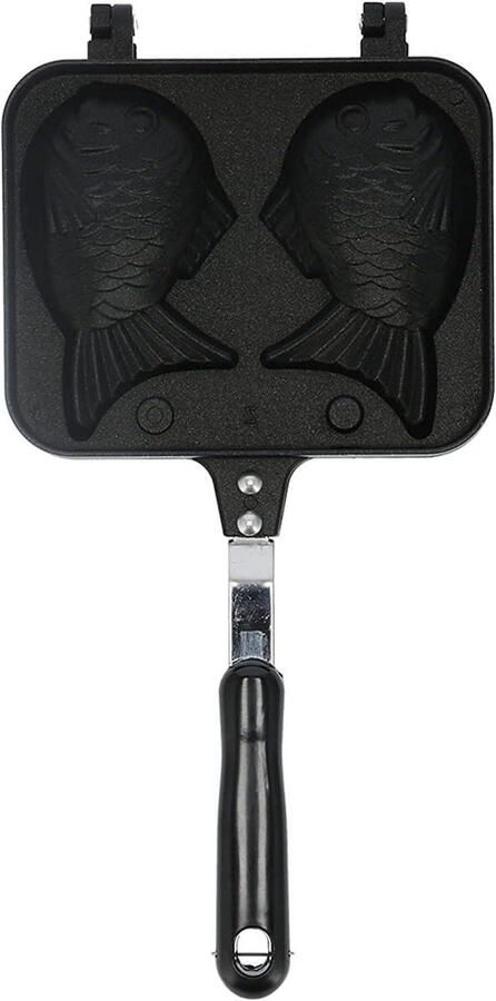 Pannenkoek Pan Vis Vorm Wafelijzer Pan Cake Maker Ontbijt Maken Dubbelzijdige Antiaanbaklaag 36.5 cm Lengte Rood