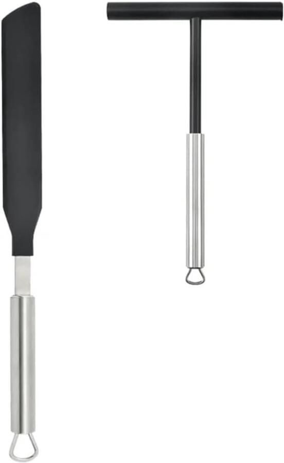 Pannenkoek Set Keuken Hulp Bakken Thuis Roestvrij Staal 34.6 cm Zilver Zwart
