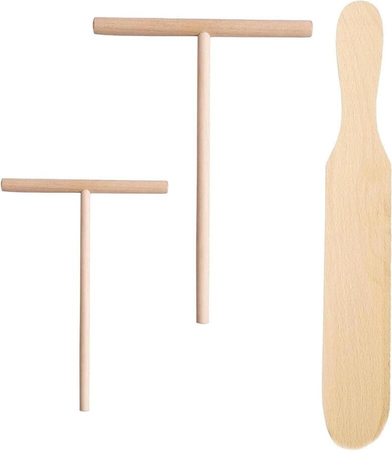 Pannenkoek Spatel Set Crêpe Gereedschap Pannenkoeken Bakken Natuurlijk Beukenhout 25 cm Spatel 18 12 cm Verdeel Bruin