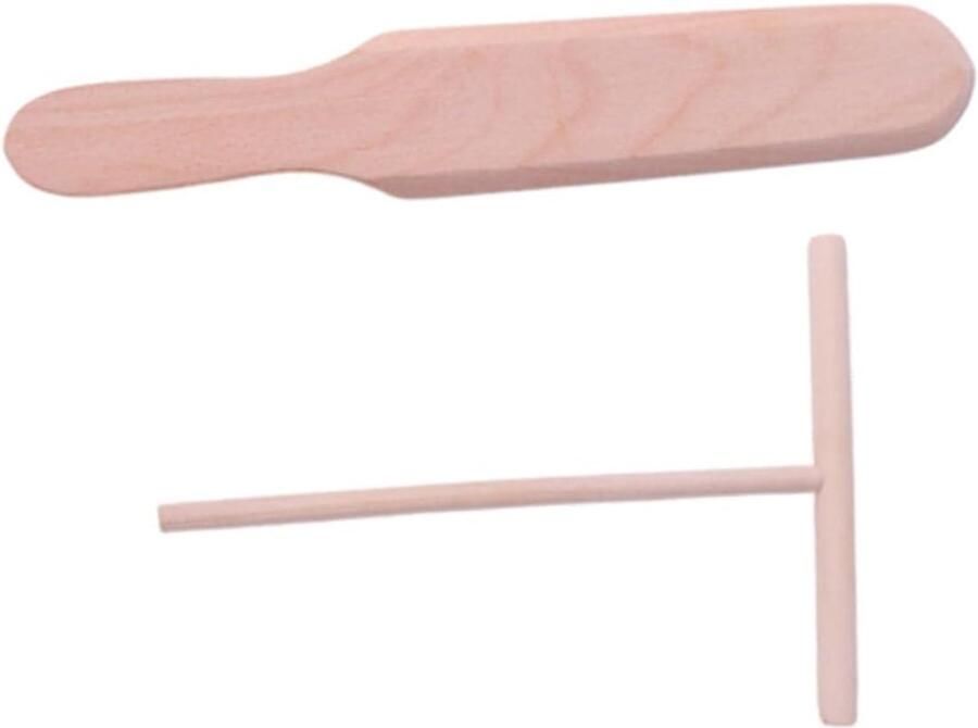 Pannenkoek Spatel Set Crêpe Spatel Houtenspatel Pannenkoeken Bakken Dunne Rand 24.5 cm Khaki