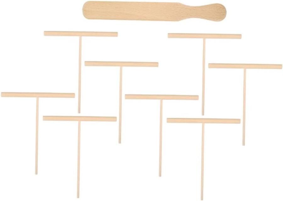Pannenkoek Spatel Set Crepe Spreader Keukengereedschap Ontbijt Maken Ergonomisch Ontwerp 29.5x3.8CM Lichtbruin