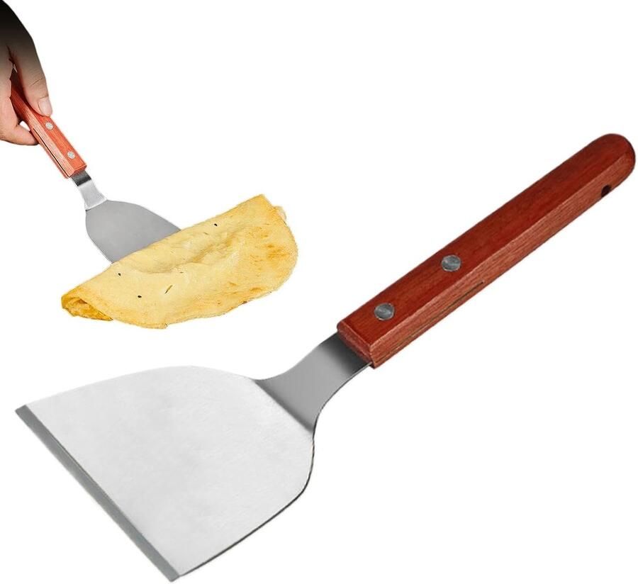 Pannenkoek Spatel Set Flipper Tool Crêpes Maken Afneembare Spatel 27x15 cm Zilverkleurig
