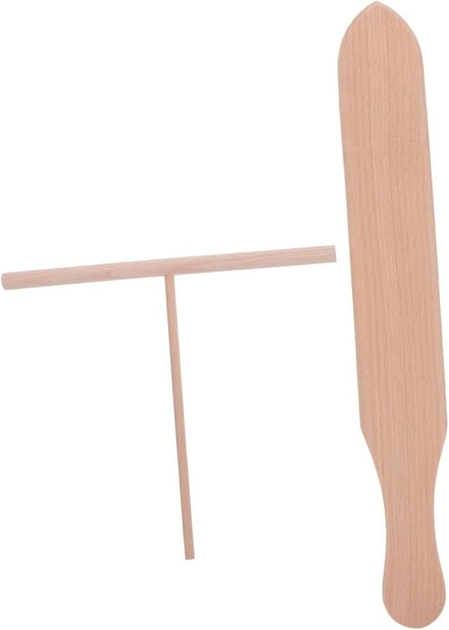 Pannenkoek Spatel Set Hout Keukengerei Pannenkoeken Maken Gelijkmatige Verdeling 19.5 cm Houtkleur