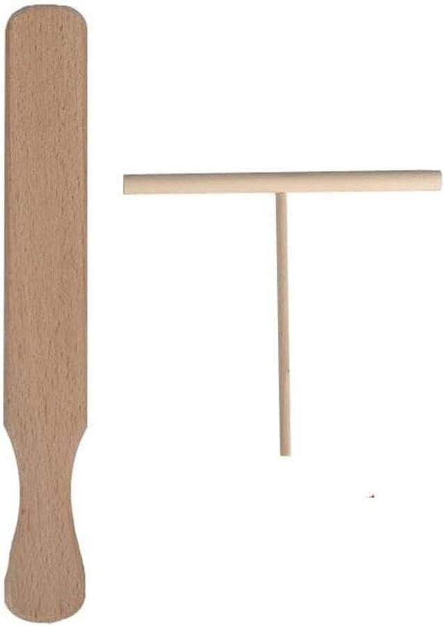 Pannenkoek Spatel Set Houten Keukengerei Pannenkoeken Bakken Duurzaam Beukenhout 2 Delig Houtkleur