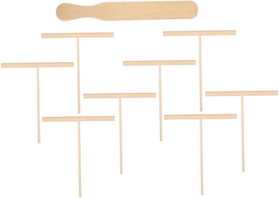 Pannenkoek Spatels Set Crepe Spreader Keukengereedschap Ontbijt Maken Ergonomisch Ontwerp 29.5X3.8X0.5CM Lichtbruin