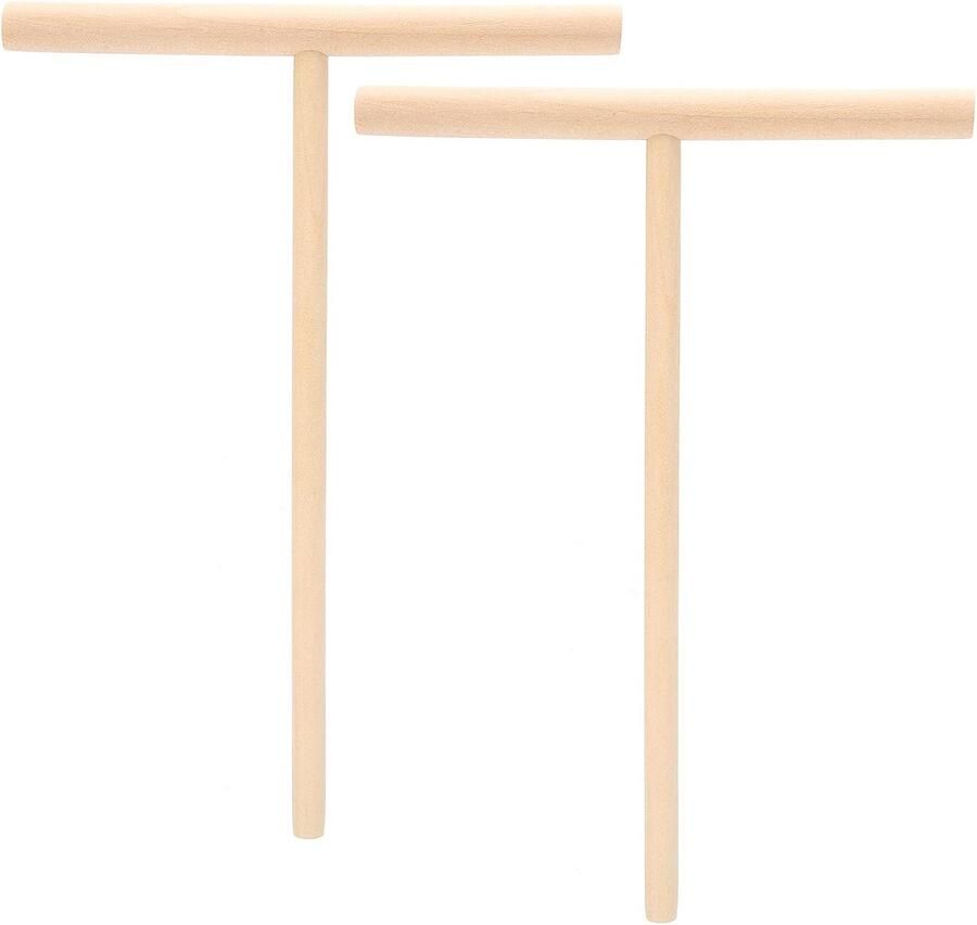 Pannenkoek Spreider Beslag Verdeeler Bakken en Braden Glad Log Materiaal 2 Stuks Houtkleur