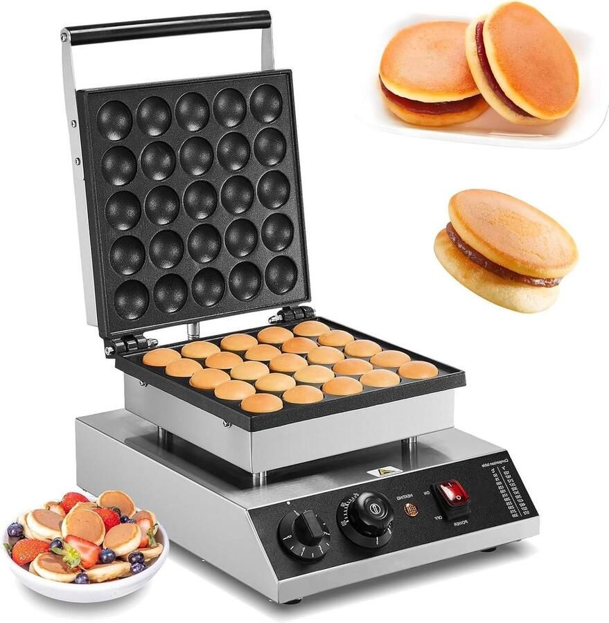 Pannenkoekbakplaat Wafelmaker Snacks Bakken 25 Stuks Tegelijk 30x36x24.5 cm Zilver