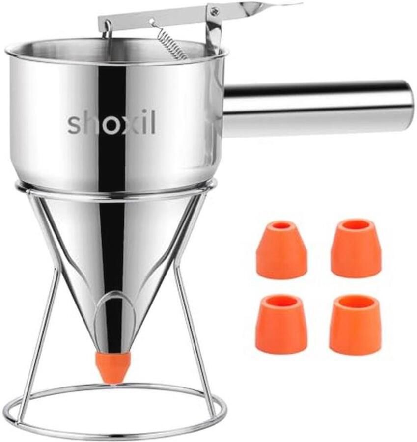 Pannenkoekbeslag Dispenser 20oz – Roestvrijstalen Trechter met Standaard voor Nauwkeurig Gieten van Beslag