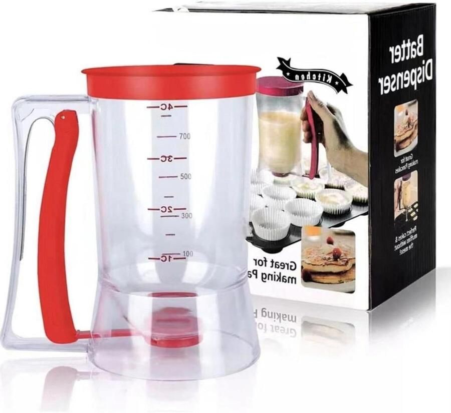 Pannenkoekbeslag Dispenser 900 ml handmatige beslagdispenser Lekvrije pannenkoekmaker separator met maatlabel Knijp handvat ontwerp cupcake wafel mix dispenser voor nauwkeurige portiecontrole