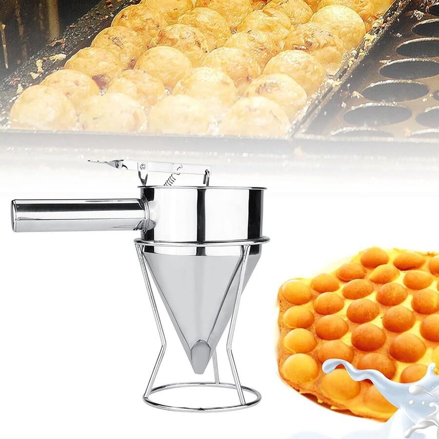 Pannenkoekbeslagdispenser Beslag Trechter Bakken en Koken Matte Krasbestendige Afwerking 13 cm Diameter Zilver