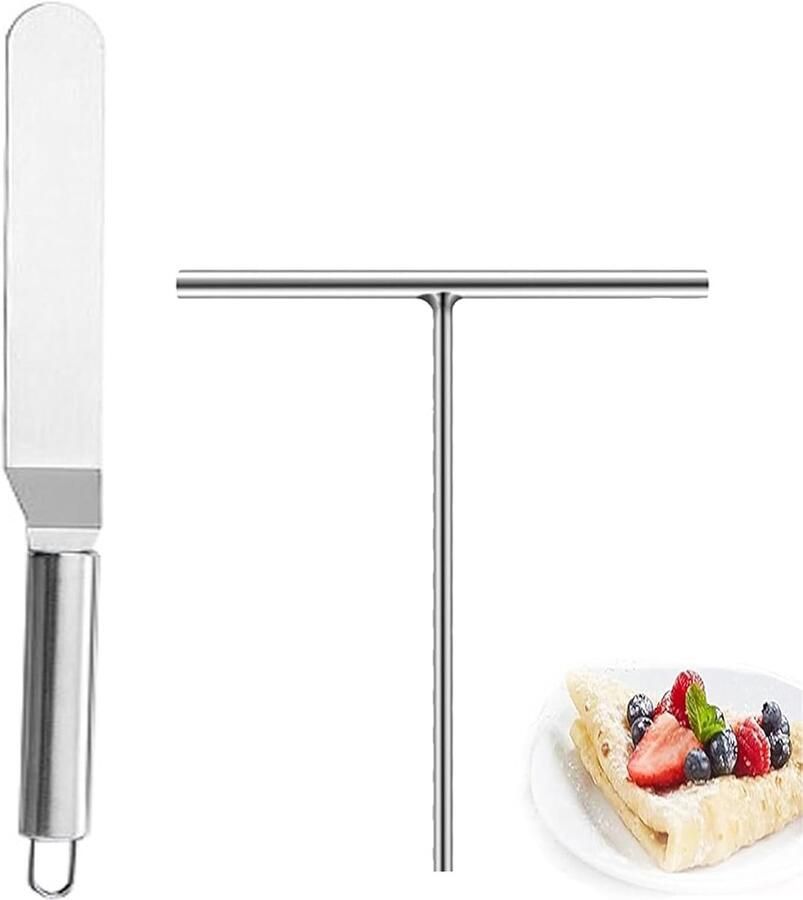 Pannenkoeken Bakset Crêpe Gereedschap Thuis Bakken Roestvrij Staal Ergonomisch Ontwerp Zilver