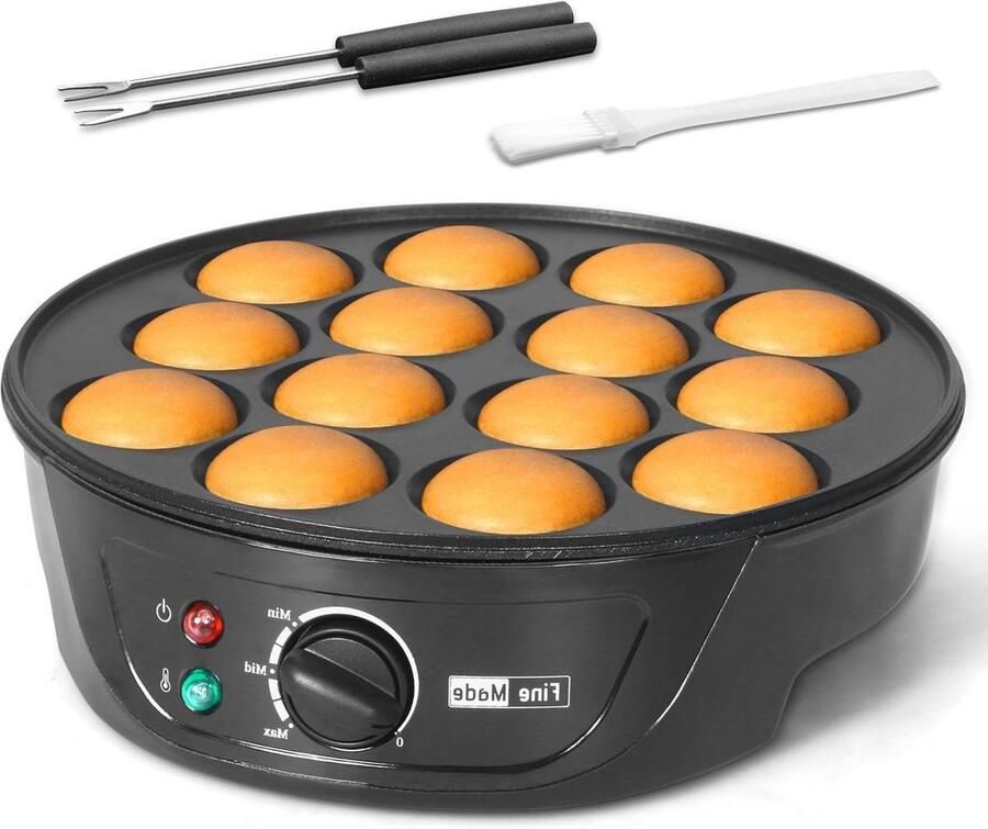 Pannenkoeken Maker Mini Poffertjes Pan Lekker Ontbijten 14 Mini Pannenkoeken 1700 Watt Zwart