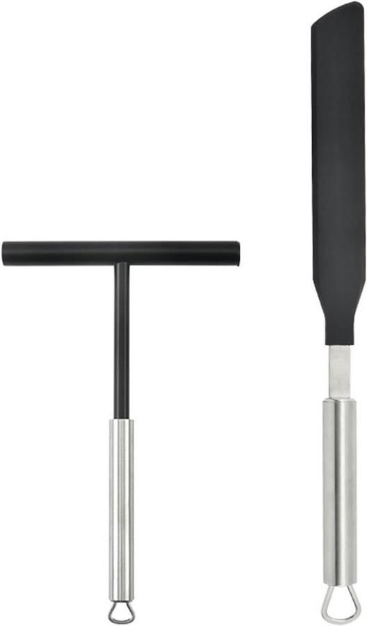 Pannenkoeken Maker Spatel Beslag Dispenser Bakken Gebak Roestvrij Staal Gedetailleerd Afgebeeld