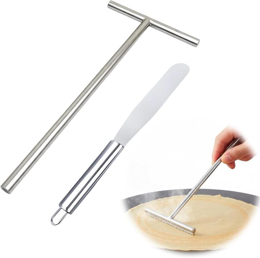 Pannenkoeken Set Bakgereedschap Thuis Bakken Roestvrij Staal 2 Stuks Zilver