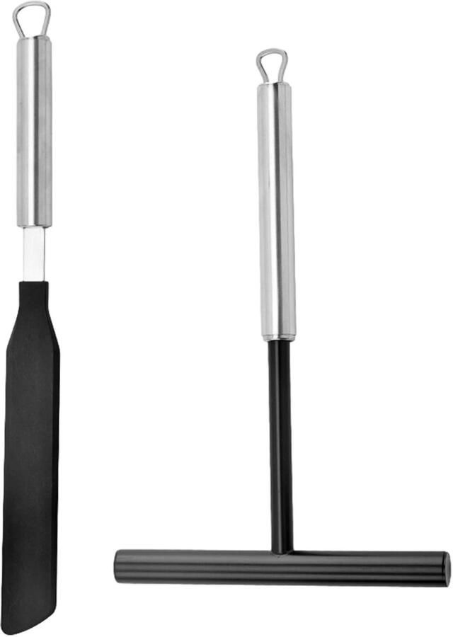 Pannenkoeken Set Crêpe Gereedschap Keuken Gebruik Anti-aanbaklaag 20 cm Dispenser Zilver