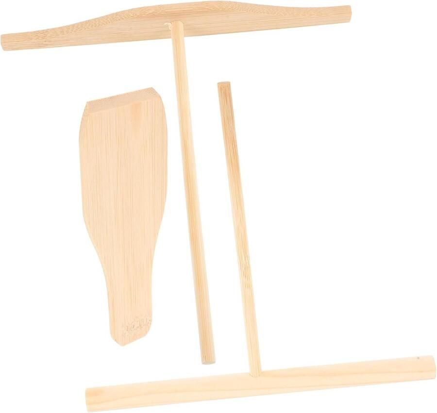 Pannenkoeken Set Crepe Maker Keuken Hulpmiddelen Houten Materiaal 15 cm Lichtgeel