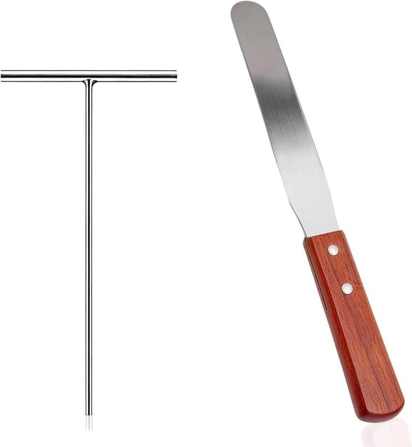 Pannenkoeken Set Deegverdeler Spatel Pannenkoeken Bakken Roestvrij Staal 2 Delig Zilver