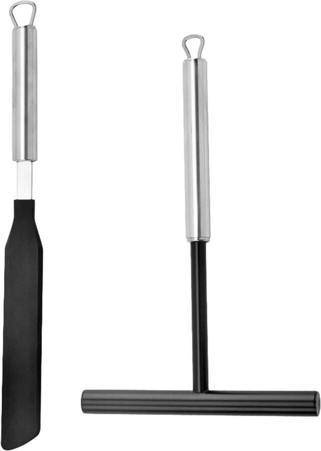 Pannenkoeken Spatel Beslag Verdeelset Bakken Thuis Ergonomisch Ontwerp 34 cm Spatel Zilver