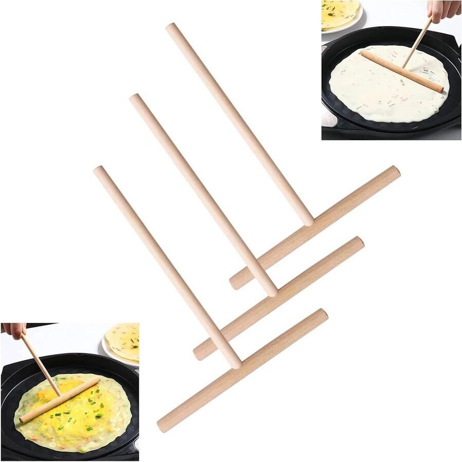 Pannenkoeken Spatel Deegspreider Beslagverdeler Pannenkoeken Bakken T-vormige Houten Spatel 12 cm Diameter Bruin