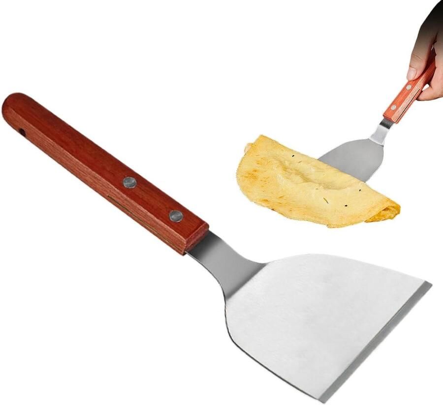 Pannenkoeken Spatel Set Crepe Maker Spatula Pannenkoeken Bakken Roestvrij Staal 25 x 13 cm Zilverkleurig