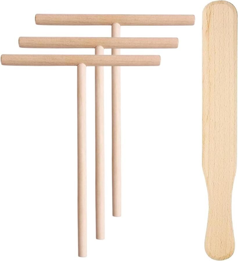 Pannenkoeken Spatels Deegverdelers Keukengerei Pannenkoeken Maken Set van 4 30 cm Houtkleur