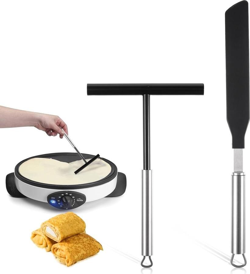 Pannenkoeken Spreader Beslag Schraper Crêpes Maken T-Vorm Ontwerp 325 cm Lengte Zwart