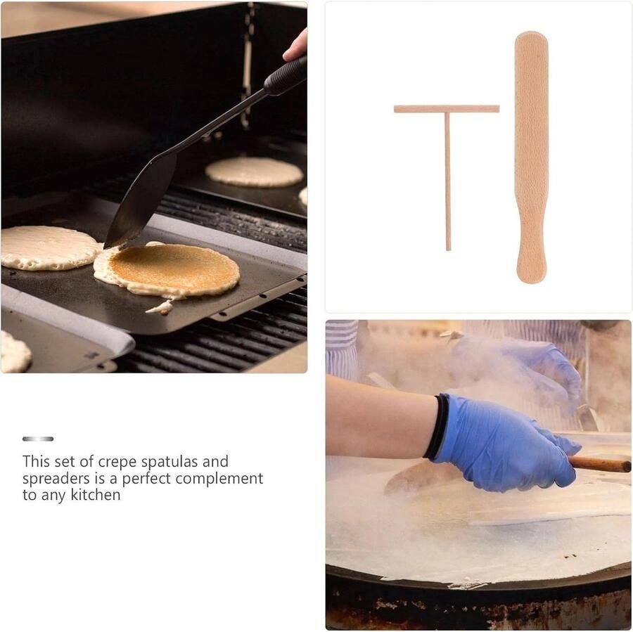 Pannenkoeken Spreader Crepe Tool Keuken Gebruik Houten Handvat 29cm Natuurlijk