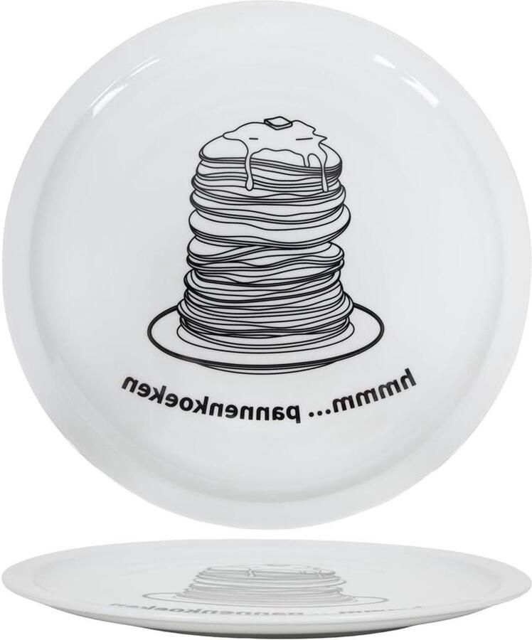 Pannenkoekenborden Porselein Grote Borden Pannenkoeken Serveren Speels Design ø 30 cm Wit