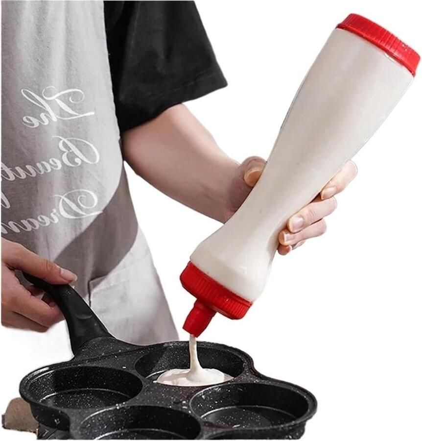 Pannenkoekendispenser Deegfles Bakken Maken Met Zwengel 700 ml Rood