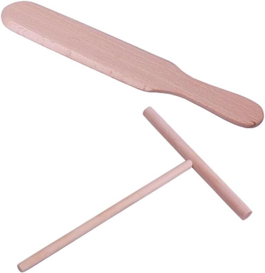 Houten Pannenkoekenmaker Set Bakspatel Schraper Pannenkoeken Bakken Betrouwbare Houten Constructie 24.5 cm Lengte Khaki