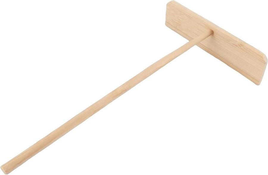 Pannenkoekenhark Bamboe Keukengerei Bakken Ontbijt Maken Lange Steel 23.6 cm Bruin
