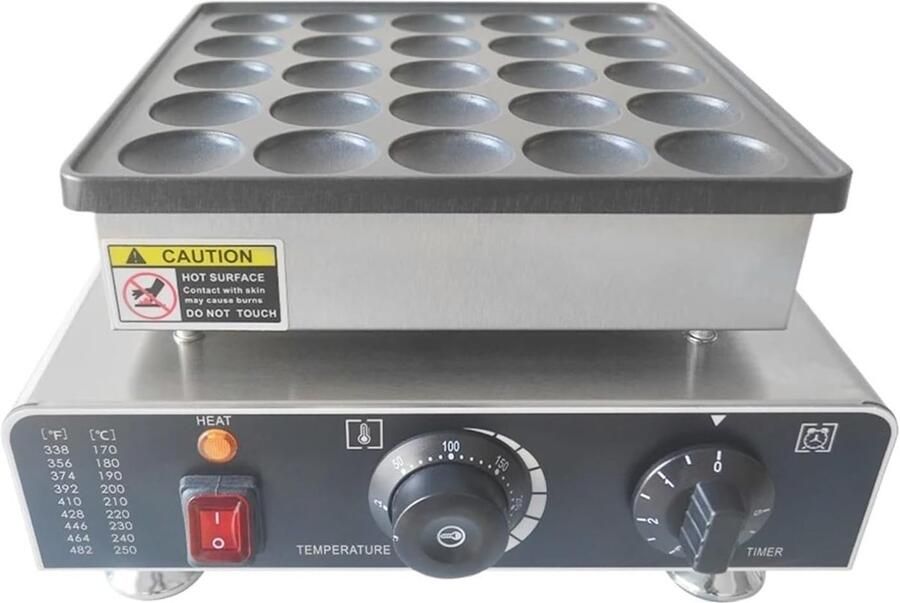 Pannenkoekenmachine 25 Gaten Mini-pannenkoekenmaker Dorayaki Commercieel Bakken Antiaanbaklaag Gelijkmatige Verwarming 900W Stainless steel