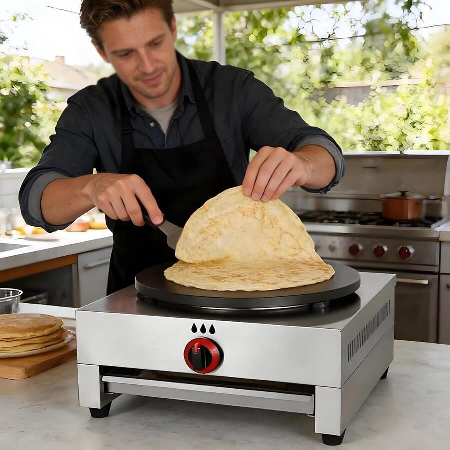 Pannenkoekenmachine Bakplaat maker Ontbijt maken Antiaanbaklaag 40 cm Zwart