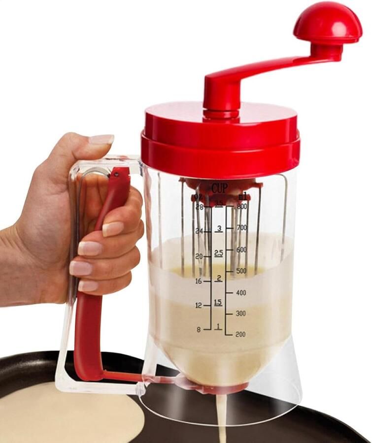 Pannenkoekenmachine Beslagdispenser Bakken Snelontgrendelingsgreep 900 ml Transparant