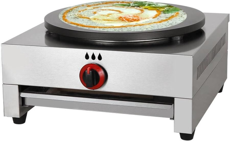 Pannenkoekenmachine Crêpe maker Ontbijt maken Antiaanbakplaat 40 cm diameter Zilver