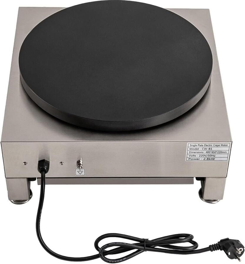 Pannenkoekenmachine Elektrisch Crêpe Maker Desserts Bereiden Snel en Gelijkmatig 40cm Kookoppervlak Zilver