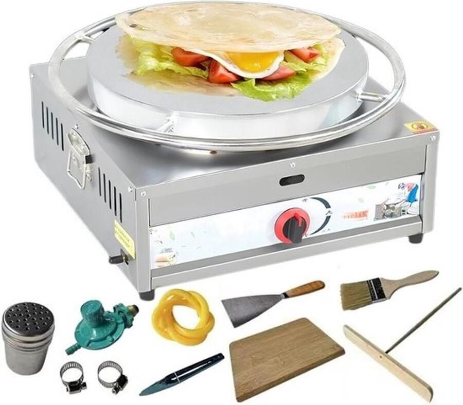 Pannenkoekenmachine Elektrische bakplaat Ontbijt bereiden Gelijkmatige warmteverdeling 40 cm diameter Zilver