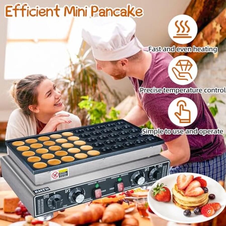 Pannenkoekenmachine met antiaanbaklaag en thermostaten voor perfecte mini-pannenkoeken - Foto 2