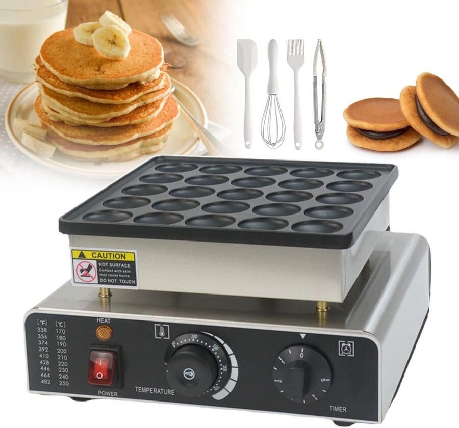 Pannenkoekenmaker 25 Gaten Dorayaki Maker Muffin Maker Snacks Maken Non-stick Platen 34x31x20 cm Zilver