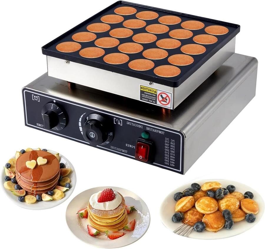 Pannenkoekenmaker Apparaat Machine Kleine Pannenkoeken Bakken 50 Gaten 32cm x 31cm Zilver