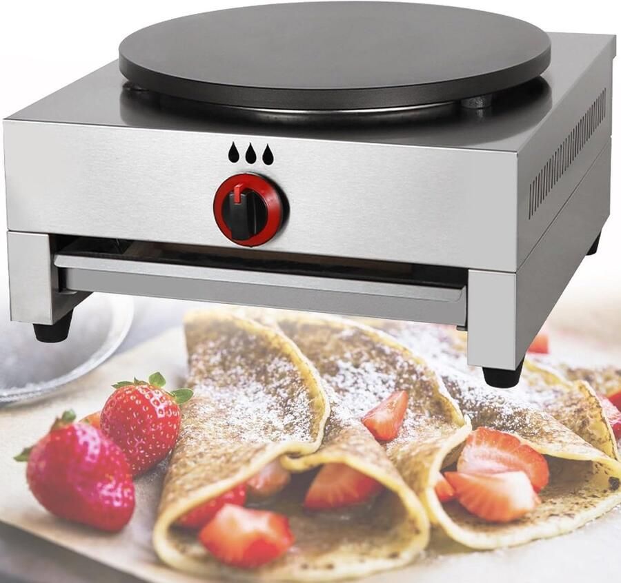 Pannenkoekenmaker Bakplaat Crêpe machine Ontbijt Bereiden Antiaanbaklaag 40 cm diameter Zilver