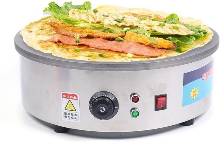 Pannenkoekenmaker Crêpe apparaat Gelijkmatig bakken Roestvrij staal 45 cm diameter Zilver
