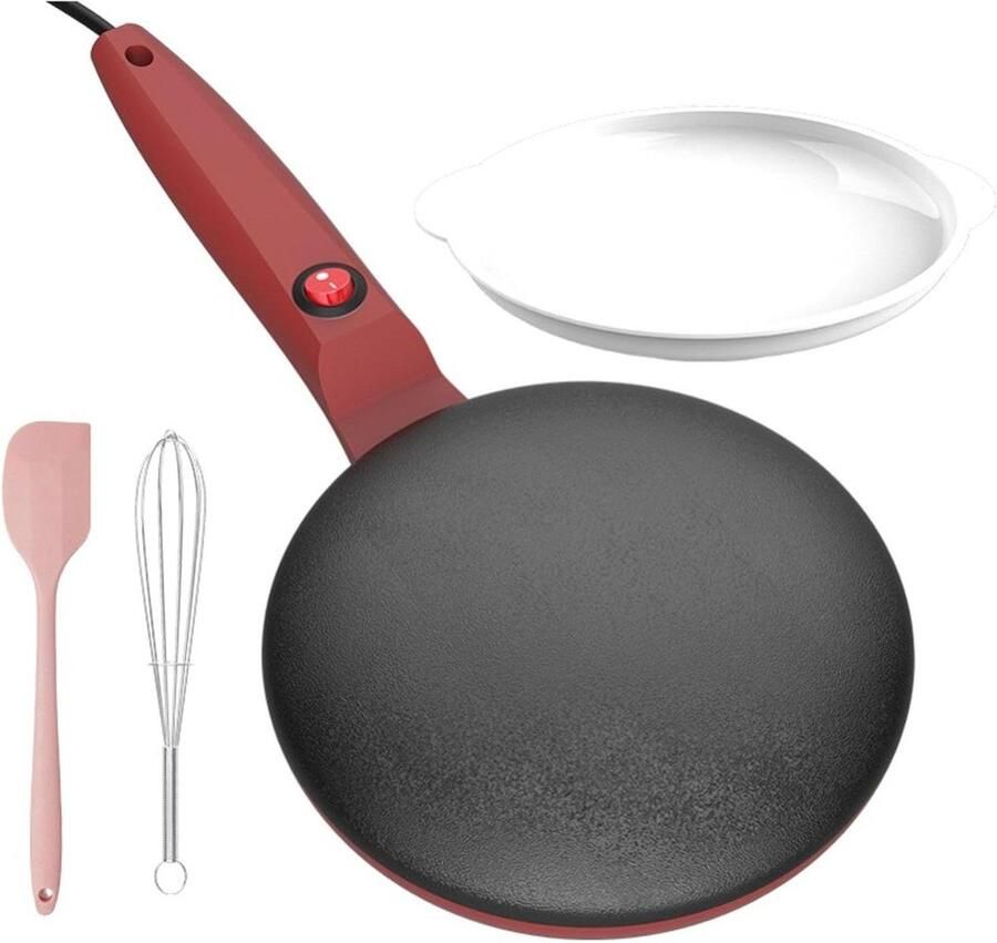 Pannenkoekenmaker Crêpe Maker Ontbijt Maken Automatische Thermostaat 20 Cm Pan Rood