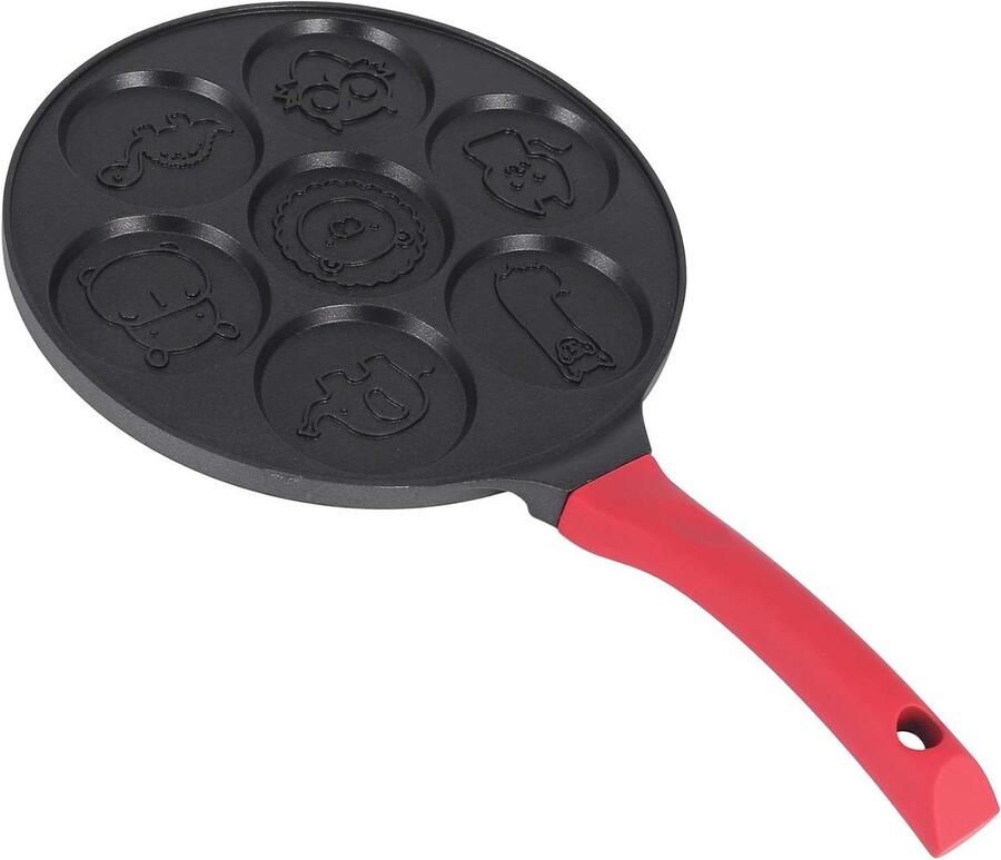Pannenkoekenpan Crêpe maker Familie ontbijt 7 dierlijke vormen 43 cm Zwart