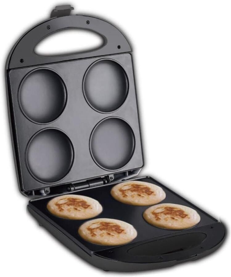 Pannenkoekenmaker Crepe Plaat Ontbijt Maken Automatische Temperatuur 4 Gaten Zwart