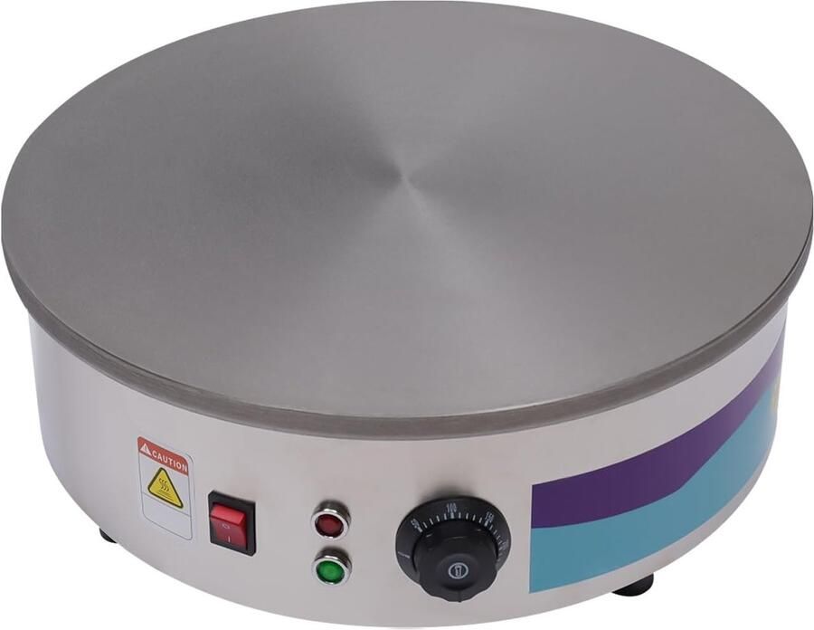 Pannenkoekenmaker Crêpeapparaat Bakplaat Grote Keuken Instelbare Temperatuur 45cm Diameter Zilver