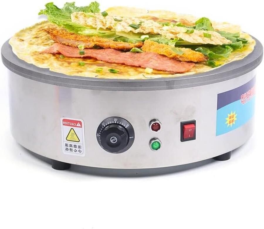 Pannenkoekenmaker Crêpemachine Crêpeplaat Lekkere Pannenkoeken Maken Grote Verwarmingsoppervlak 45 cm diameter Roestvrij staal