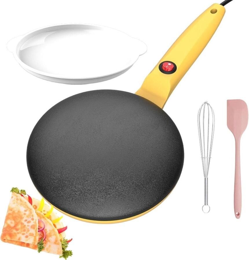 Pannenkoekenmaker Crêpepan Elektrisch Snelle Ontbijtjes Automatische Thermostaat 8 Inch Diameter Geel