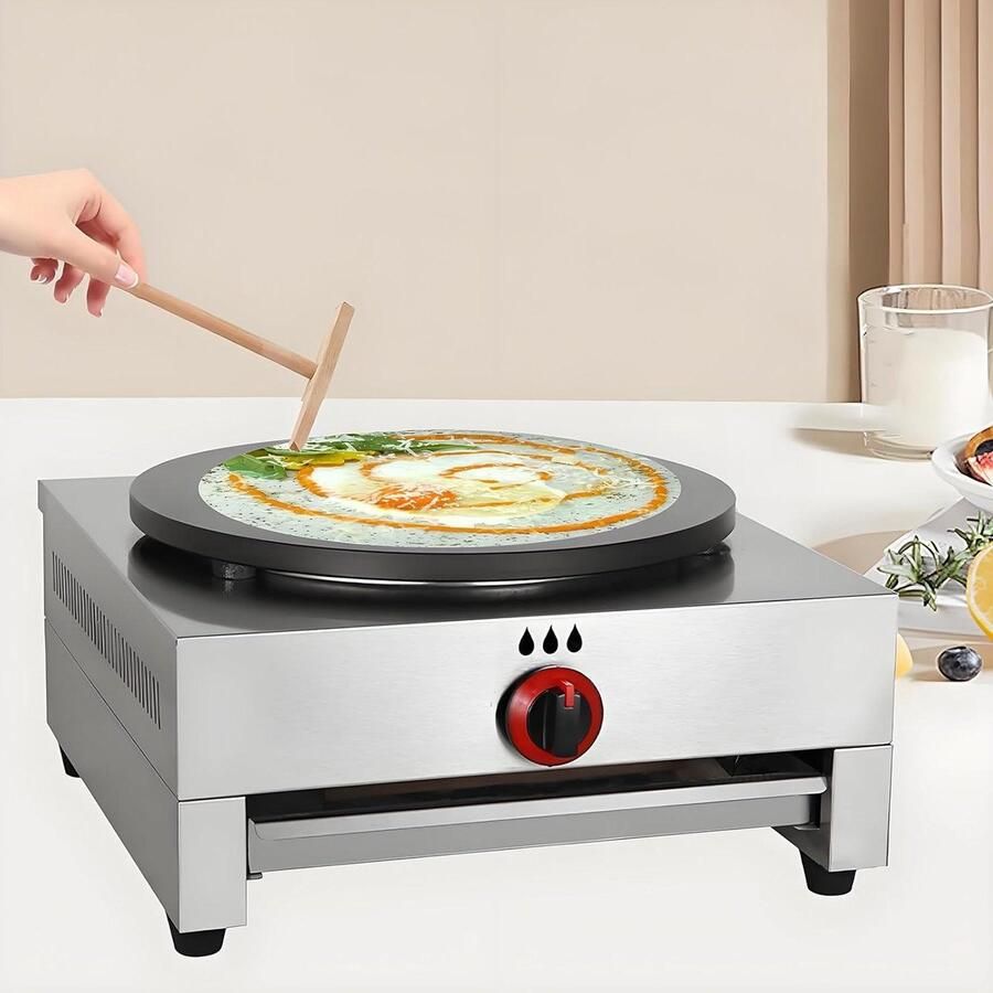Pannenkoekenmaker Crêpeplaat Bakplaat Ontbijt Bereiden Antiaanbaklaag 40 cm Diameter Zilver