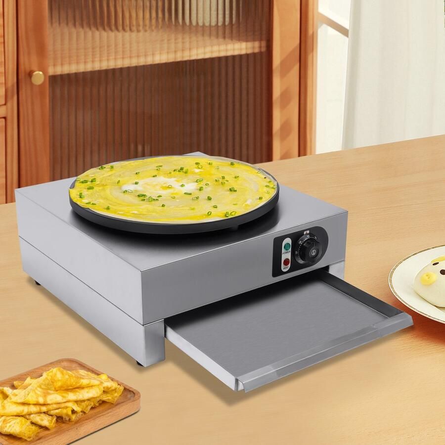 Pannenkoekenmaker Elektrisch 40 cm 3KW 220V Met Uitschuifbaar Dienblad